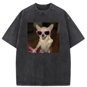 Sunglasses Dog Washed T-shirt