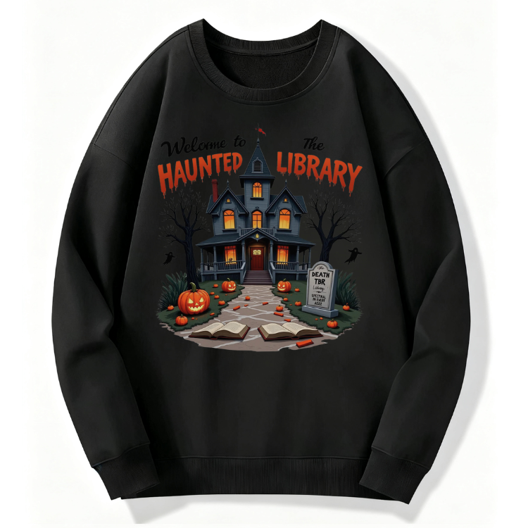 Haunted House Library Sweatshirt - Image 6